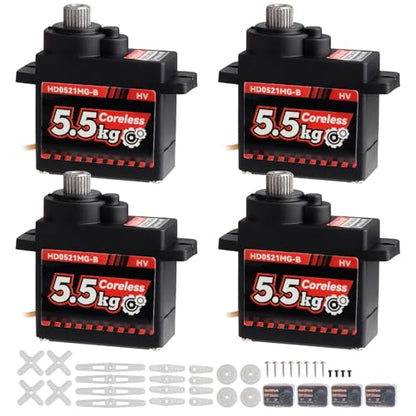 HobbyPark 9G Micro Servo Coreless Motor Metal Geared Mini Servos for RC Airplane, Glider, Robotics, Arduino Projects, RC Cars, 5.5kg High Torque Digital (4)