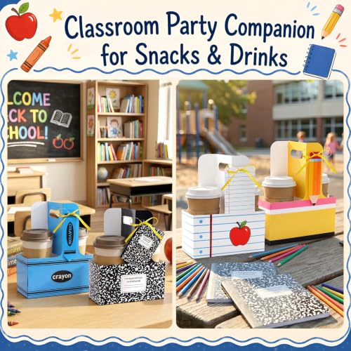 24 Set Back to School Teacher Gifts Stationery 2 Cup Drink Carriers