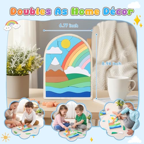 Montessori Wooden Shape Puzzles (Rainbow) - Over 3 Years Old - color: Rainbow
