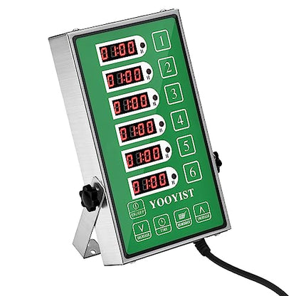6-Channel Commercial Kitchen Timer Loud Alarm Digital Cook Timer - color: Green