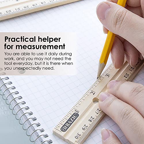 BAZIC Products 12 in Wooden Ruler, Inch & Metric (30 cm), 4-Pack - size: 4-Pack