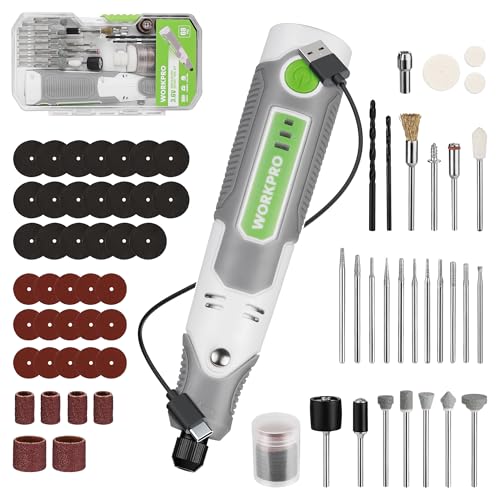 WORKPRO Cordless Rotary Tool, 71PCS Kit for Carving, Polishing & DIY Crafts - color: White