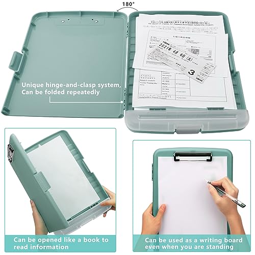 Clipboard with Storage, A4 Binder Nursing Clipboards with Pen Holder, Heavy Duty Storage Clipboards with Low Profile Clip, Clipboard Folder Side-Opening, Smooth Writing Clip Board (Dark Green) - color: Dark Green