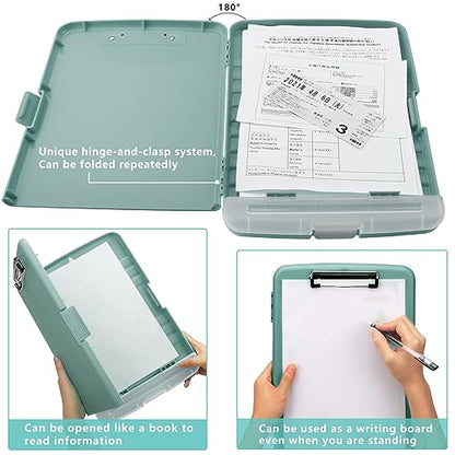 Clipboard with Storage, A4 Binder Nursing Clipboards with Pen Holder, Heavy Duty Storage Clipboards with Low Profile Clip, Clipboard Folder Side-Opening, Smooth Writing Clip Board (Dark Green) - color: Dark Green
