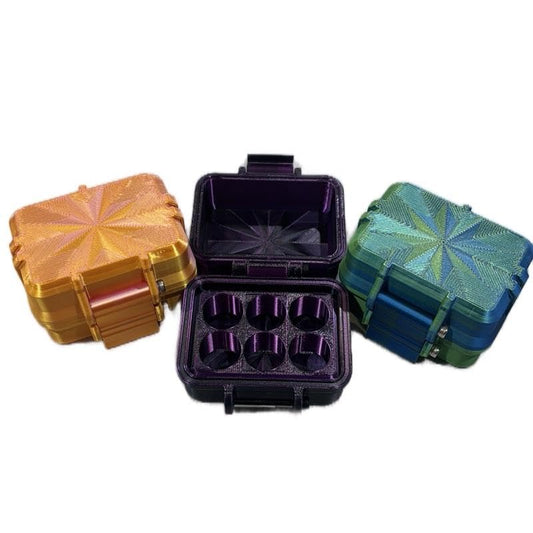 3D Printed Vial Case for 3ml Vials, Snap-Close Design, Multiple Size Options, Travel and Storage Organizer (Black/Purple, 6) - color: Black/Purple, size: 6
