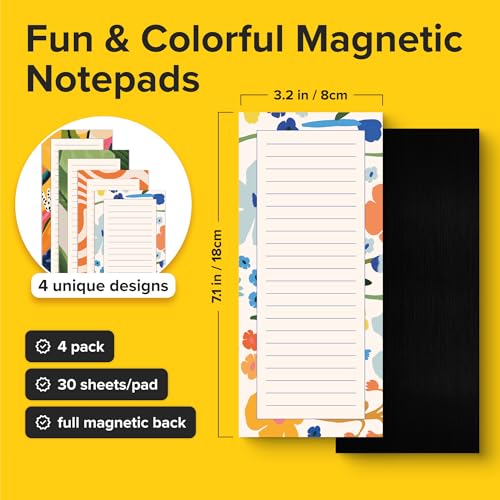 X-bet MAGNET Magnetic Notepads for Fridge, 4 Pads x 30 Sheets, Grocery List - color: Notepads 120 pcs