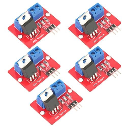 5 Pack IRF520 MOSFET Driver Module 3.3V/5V PWM Control Board for DC Motor and LED Dimming, 0-24V Output