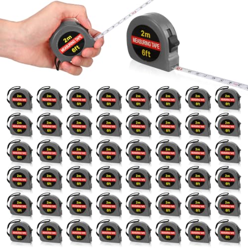 Copkim 50 Pcs Mini Tape Measure Keychain Bulk 6 Ft Retractable,Gray - color: Gray