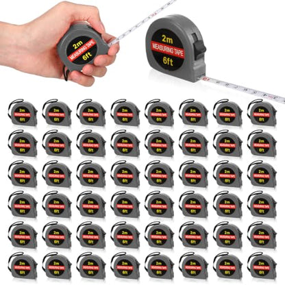 Copkim 50 Pcs Mini Tape Measure Keychain Bulk 6 Ft Retractable,Gray - color: Gray