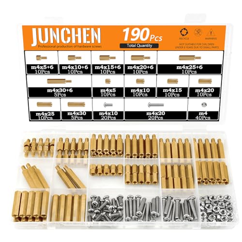 M4 Male Female Hex Brass Spacers Standoffs Screws Nuts Assortment Kit,190pcs M4 Hexagonal PCB Motherboard Spacer Bolt Screw Nut Kit, Mounting Board Hexagon Threaded Pillar for Computer & Circuit Board - size: M4