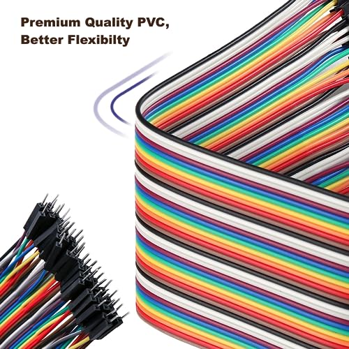 40pcs 20 cm (8 inch) Male to Male Multicolored Dupont Wire Breadboard Jumper Ribbon Cables Compatible with Arduino Projects(M/M) - color: Male to Male, size: 40 PCS - 20 cm