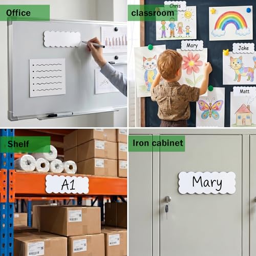 Dry Erase Magnetic Labels, 3.2 x 1.3 Inches, 54 Pack