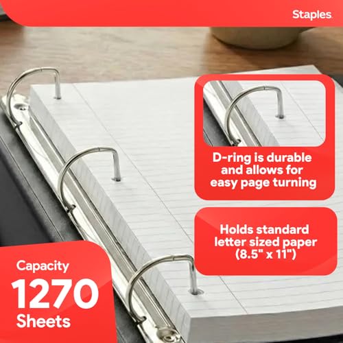 Staples Better Binder, 5 Inch D-Ring, Black, Reinforced Spine - color: Black, size: 5-Inch