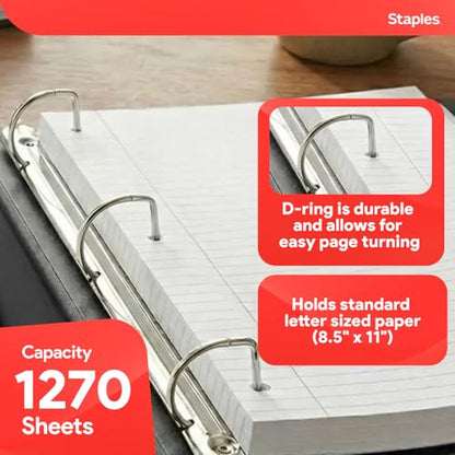 Staples Better Binder, 5 Inch D-Ring, Black, Reinforced Spine - color: Black, size: 5-Inch