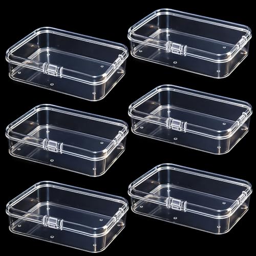 6Pcs Mini Plastic Beads Storage Box with Lids, 4.5 x 3.3 x 1.1 In