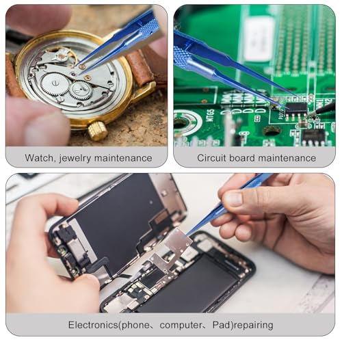 4.25'' Micro Precision Tweezers Small Titanium Tweezers with Fine Tip Anti-magnetic Tweezers for Soldering Electronics Work Watch Jewelry Making
