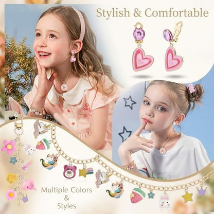 Ponygrass 167 Pcs Lip Gloss Keychain Making Kit, Heavy-Duty DIY Craft Supplies with Chipping-Resistant Charms, Hooks, Jump Rings & Tools for Jewelry Making, Custom Keychains, Bags (PINK-02)