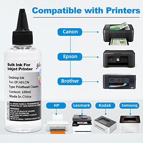 Printhead Cleaning Kit Compatible for Brother Epson HP Canon Nozzle Inkjet EcoTank Officejet Deskjet Pixma Printers-Liquid Printers Head Cleaning Suit Solution 100ml, 10ml Premium Syringe