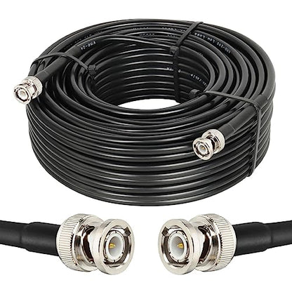 MOOKEERF BNC Cable 100ft,Low Loss KMR240 BNC Male to Male Coax Cable 50 Ohm for Antennas, RF Radios, Modems, Oscilloscopes, Spectrum, Signal Generator, etc - size: 100FT