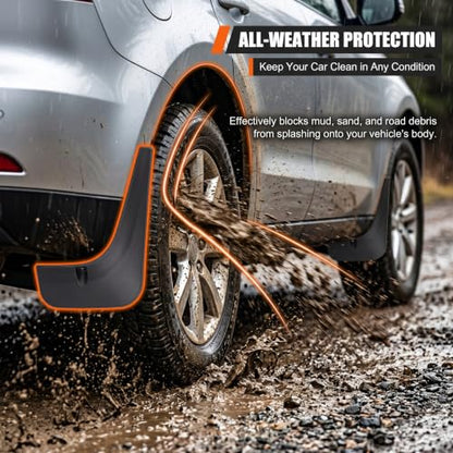 2 PCS Car Mud Flaps, Front Tire Mud Flaps Splash Guards with Screws, Plastic Anti-collision Anti-splash Exterior Protective Accessories, Universal for Most Cars (Black)