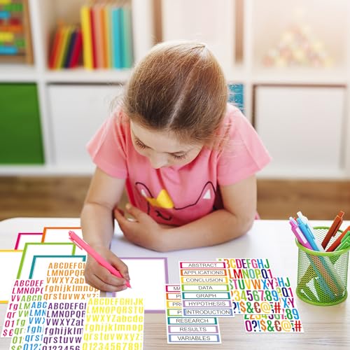 PerKoop 36 Sheets Science Fair Board Poster Boards Supplies 24 Self Adhesive Presentation Subtitles 4 Science Fair Project Titles 8 Personalized Letter Sticker for Classroom(Neon Color) - color: Neon Color