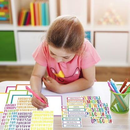 PerKoop 36 Sheets Science Fair Board Poster Boards Supplies 24 Self Adhesive Presentation Subtitles 4 Science Fair Project Titles 8 Personalized Letter Sticker for Classroom(Neon Color) - color: Neon Color