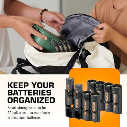 AA Battery Storage Caddy by Storacell (2 Pack), Black, Holds 4 Batteries (Not included) - size: Pack of 2