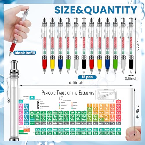Harloon 12 Pack Periodic Table Pens Chemistry Gift Ballpoint Scroll Pens