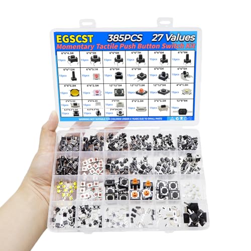 385PCS 27Values Micro Momentary Tactile Push Button Switch Assortment Kit 2 Pins/3 Pins/4 Pins Tact Pushbutton Switches Set - style: 385 PCS 27 Values