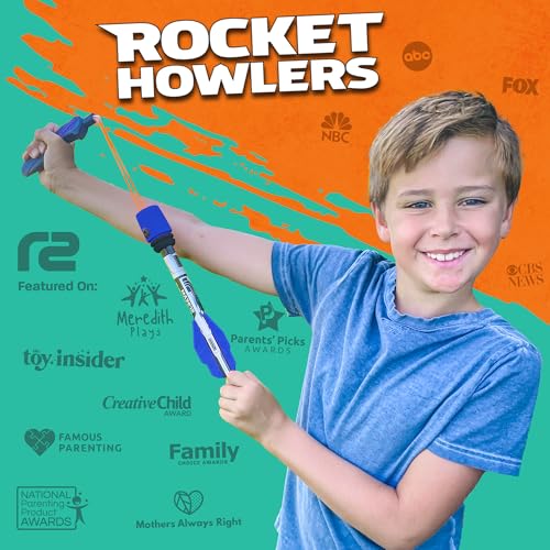 Toy Rocket Launcher for Kids: Best Outdoor Toys Slingshot Rockets Launchers Air Foam Rockets Games for Boys & Girls All Ages. Party Favor Easter Basket Stuffers & Great Gifts for Ages 8 9 10 11 & Up - color: Blue
