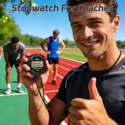 Digital Simple Basic Stopwatch Timer, Silent Stop Watch for Kids Coaches - color: Black
