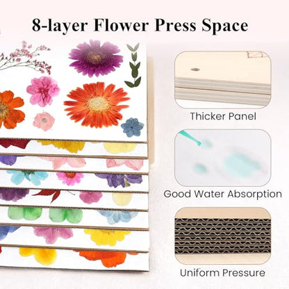 Aboofx Flower Press Kit, 11.2" x 11.2" Wooden Flower Pressing Kit - size: 11.2" x 11.2" 8 Layers