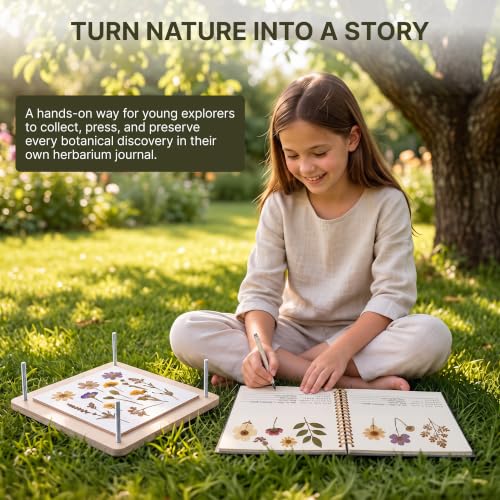 WOKK Flower Press Kit with Herbarium Journal, Compact 8.7" Flower Press