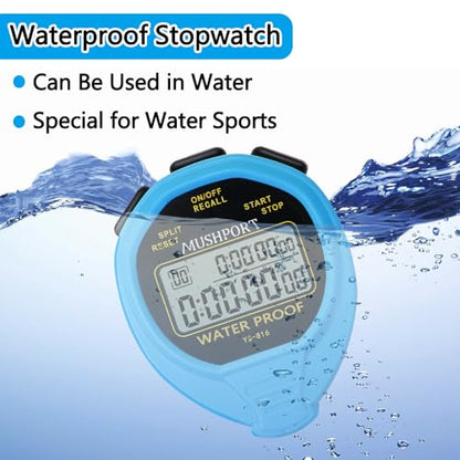 Waterproof Stopwatch Timer 30 Laps/Splits Digital Stop-Watch, Blue - style: 30 laps/splits waterproof-blue