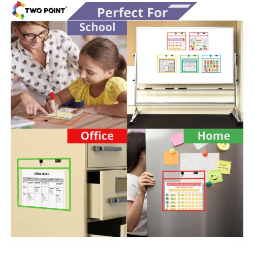 Magnetic Dry Erase Pockets (30-Pack) - Landscape - Clear Dry Erase Pocket Sleeves, Job Shop Ticket Holders, Clear Paper Sleeves Protectors, Magnetic Pouch - color: Assorted