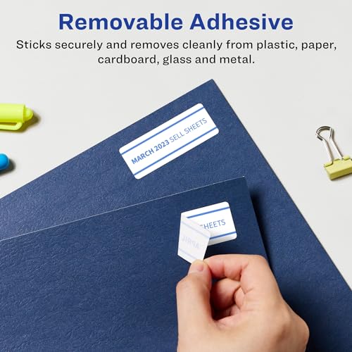 Avery® Matte White Removable Rectangle Labels, Sure Feed® Technology, Print-to-The-Edge, 0.75" x 2.25", 750 Removable Labels, Laser/Inkjet Printable - style: 750 labels