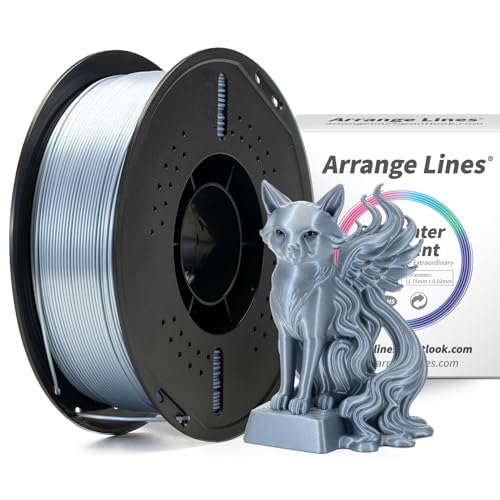 PLA Filament, Silk Silver 3D Printer Filament, High-Gloss Metallic Shine Filament, Odorless, Premium Vacuum Sealed, Perfect for 3D Printing, Ideal for Home & Office, 1KG Spool, Silver - color: Silk Silver