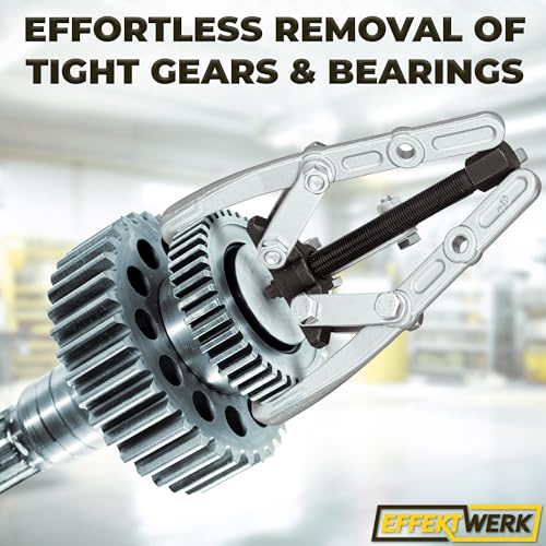 E•Werk - 3 Jaw Gear Puller - 6" - Wheel Bearing Removal Kit for Tight Pulley, Flywheel & Brake Disc - Heavy-Duty Separator w/Reversible Jaws for Automotive Maintenance & Vehicle Repairs