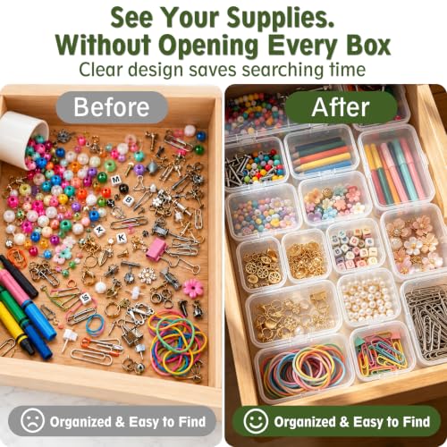 Guyuyii Small Clear Containers with Lids, 24 Pack Mixed-Size Boxes