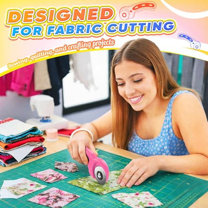 DIYSELF Rotary Cutter, Sharp Rotary Cutters for Fabric, 45 mm Quilting Cutter with Safety Lock, Fabric Cutter, Craft Supplies Sewing Tools, Mat Cutter Blades Rotary Tool for Quilting Projects (Pink) - color: Pink