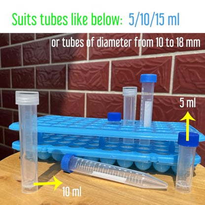 Detachable 5 ml 10 ml 15ml Plastic Test Tube Rack Storage Holder, Holds 50 Vials