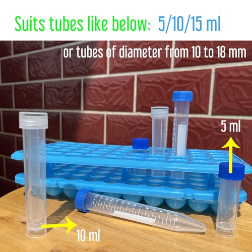 Detachable 5 ml 10 ml 15ml Plastic Test Tube Rack Storage Holder, Holds 50 Vials