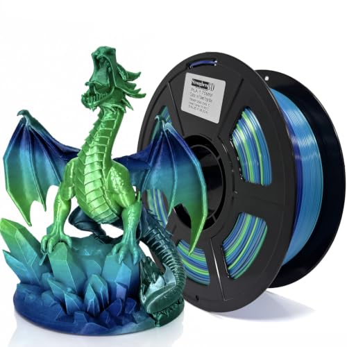 PLA Filament 1.75mm, Green Blue Silk PLA 3D Printer Filament, Metallic Shimmer Gradient Multi Color 3D Printing Filament, 1kg Spool - color: Pla_green_blue