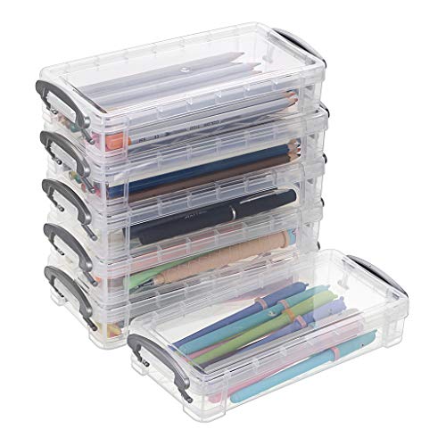 BTSKY Large Capacity Pencil Box, Office Supplies Storage Organizer Box, Brush Painting Pencils Storage Box Watercolor Pen Container Drawing Tools(6 Pack Clear) - color: Clear