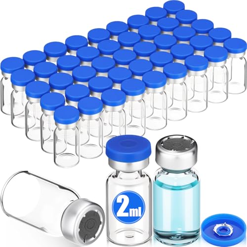 50 Pcs 2ml Sterile Vials Empty Vials for Injection, Blue Lid - color: Blue Lid