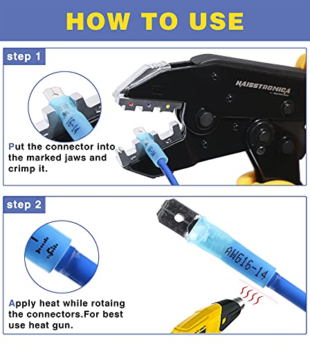 haisstronica 2 Packs of 260PCS Heat Shrink Spade Connectors - size: AWG 22-10 (Pack of 2), style: Male&Female Kit 260PCS