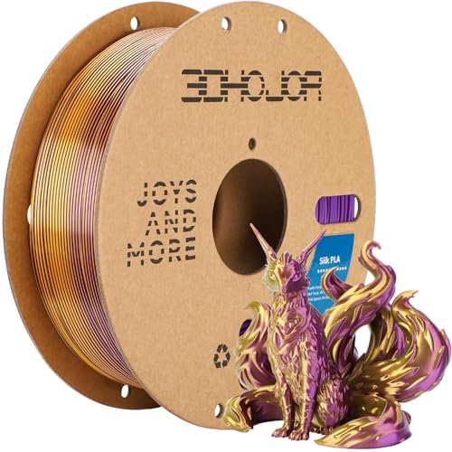 3DHoJor Silk PLA Filament 1.75mm Purple Gold Dual Color PLA 3D Printer Filament 2 in 1 Coextrusion 1KG Spool(2.2lbs) 3D Printing Filament Dimensional Accuracy +/- 0.03mm Fits for Most FDM 3D Printers - color: Purple Gold