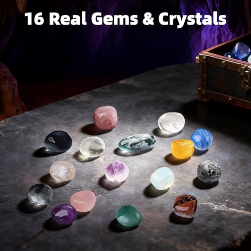 GobiDex Gemstones Dig Kit for Kids Ages 6-12, Excavate 16 Real Gemstones