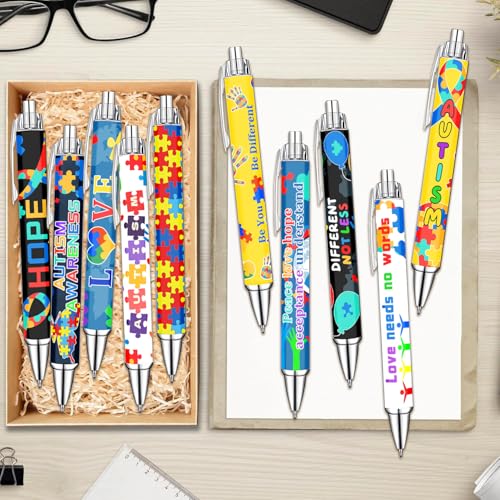 Idealmuzik Autism Awareness Ballpoint Pens, 10 Pack – Inspirational Quote Pens with Puzzle & Heart Designs, Encouraging Writing Pens for Office, School, Events & Everyday Use - color: Autism