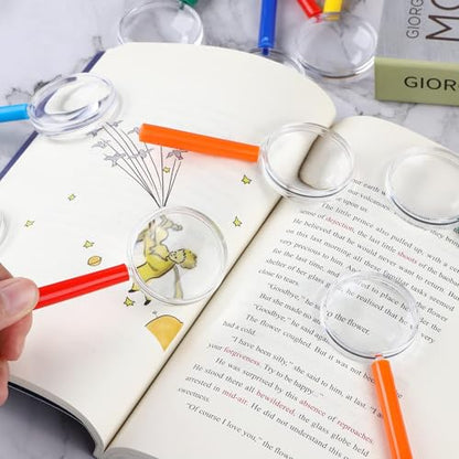 Elcoho 24 Pack Colorful Magnifying Glasses with 8 Colors Plastic 3X Magnifying Glasses Party Favors Gifts for Young People Reading